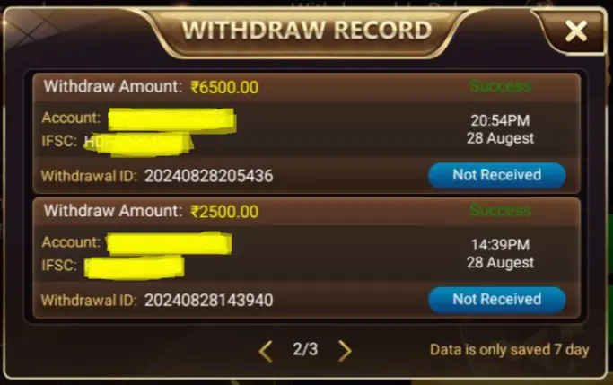 NAMASTE TEEN PATTI WITHDRAWAL PROOF SCREENSHOT OFFICIAL